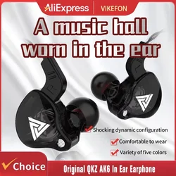 VIKEFON QKZ AK6 In Ear Earphone 6 Dynamic Driver Unit Headphone With Mic Stereo Sports HIFI Subwoofer Headset Monitor Earbuds