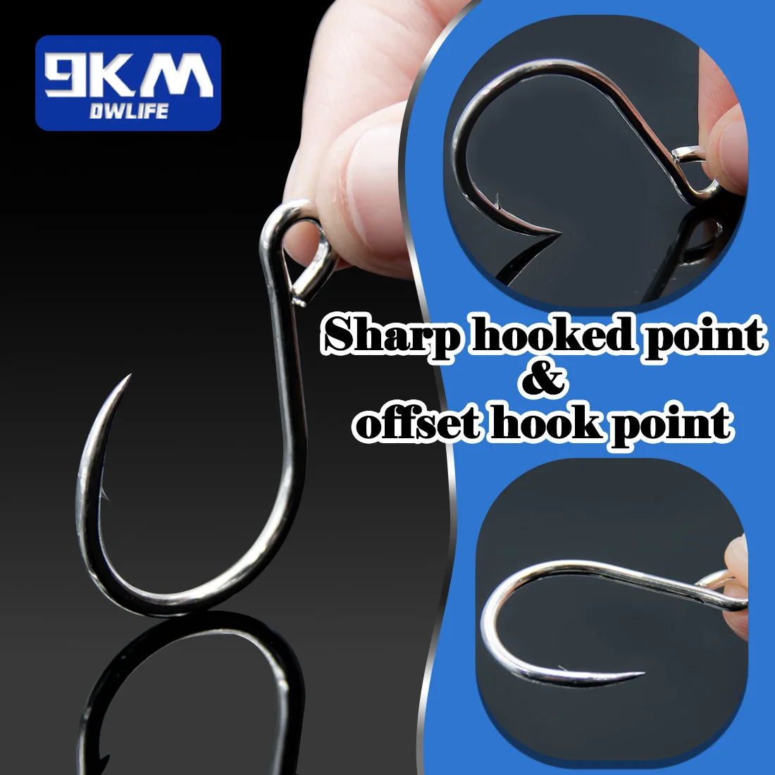 Anzuelos Jigging Inline 9KM – Ojo de carpa con púas para vinilo