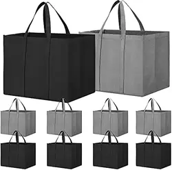 10PCS Reusable Grocery Shopping Bags  Large Foldable Tote Bags Bulk, Eco Produce Bags with Long Handle