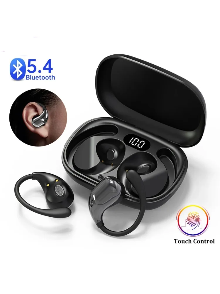 

TWS Bluetooth 5.4 Ear Hanging Earphones HiFi Stereo Waterproof Earphones with Display Screen Long Standby Touch Earphones