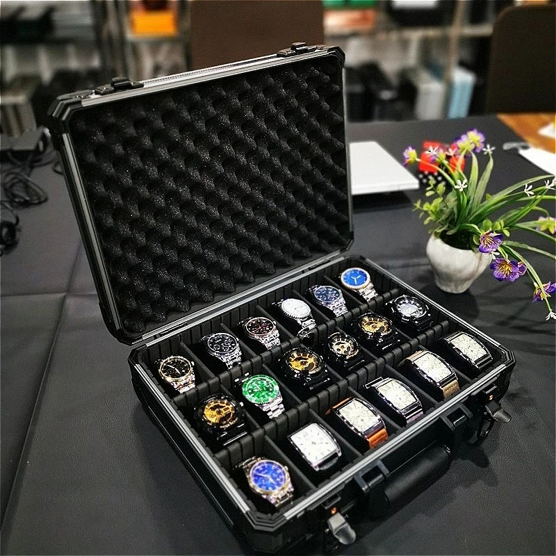 Metal Watch Box with Lock Lid Large Capacity Watch Case Minimalist Luxury Watches Boxes Multifunctional Portable Watches Cases