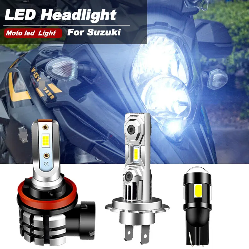 3Pcs Motorcycle 9600LM LED Headlight High Low Beam Parking Light Bulbs Kit For Suzuki Vstrom 1000 2014-2016 2018 2019