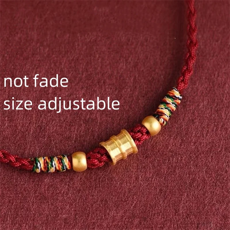 Fashion Hand Woven Gold Color Beads Red Rope Charms Bangles Anklets Women Men Lucky Bracelets  Friend Lovers\' Gift