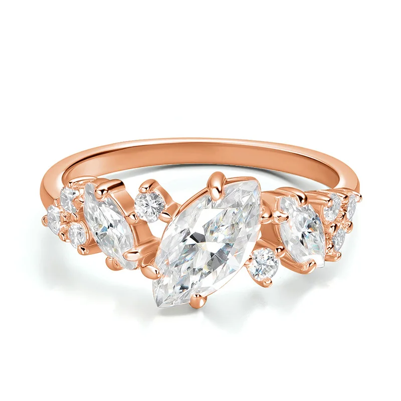 

Обручальное кольцо для женщин с муассанитом 1.84cttw, огранка маркиз, роскошное качество, серебро 925 пробы, с сертификатом GRA