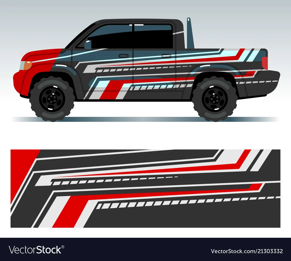 Make Old Pickup Car Full Wrap Sticker Car Decal Decorative Cut Body Racing Graphic Decal Vinyl Wrap Modern Design Red Retro