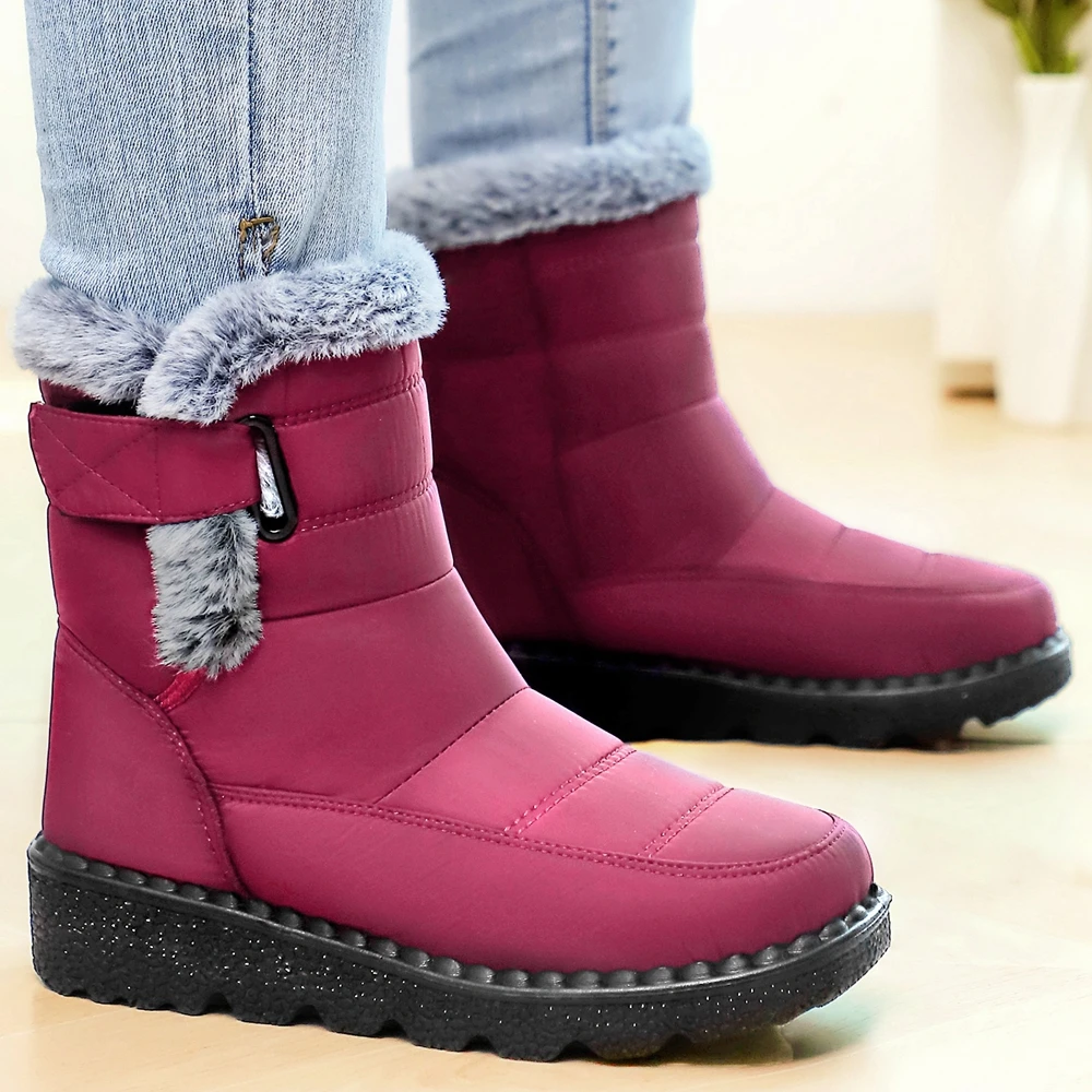 

2025 New Winter Ladies' Warm Snow Boots with Lining and Thickening High-Top, Foreign Trade, Casual Women's Flats Boots with Belt