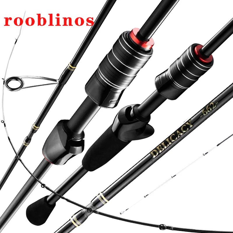 Rooblinos Portable Lure Fishing Rod 1.8m 1.98m Ultralight High Carbon Baitcasting/Spinning Travel Fishing Rod