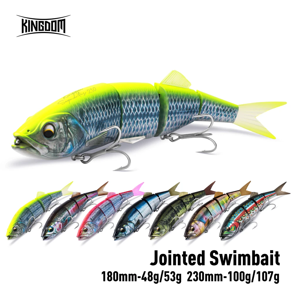 Leurre de pêche Kingdom articulé, 4 segments, 180mm 48-53g, 230mm 100-107g, flottant ou coulant, leurre de surface multi-articulations, leurre dur