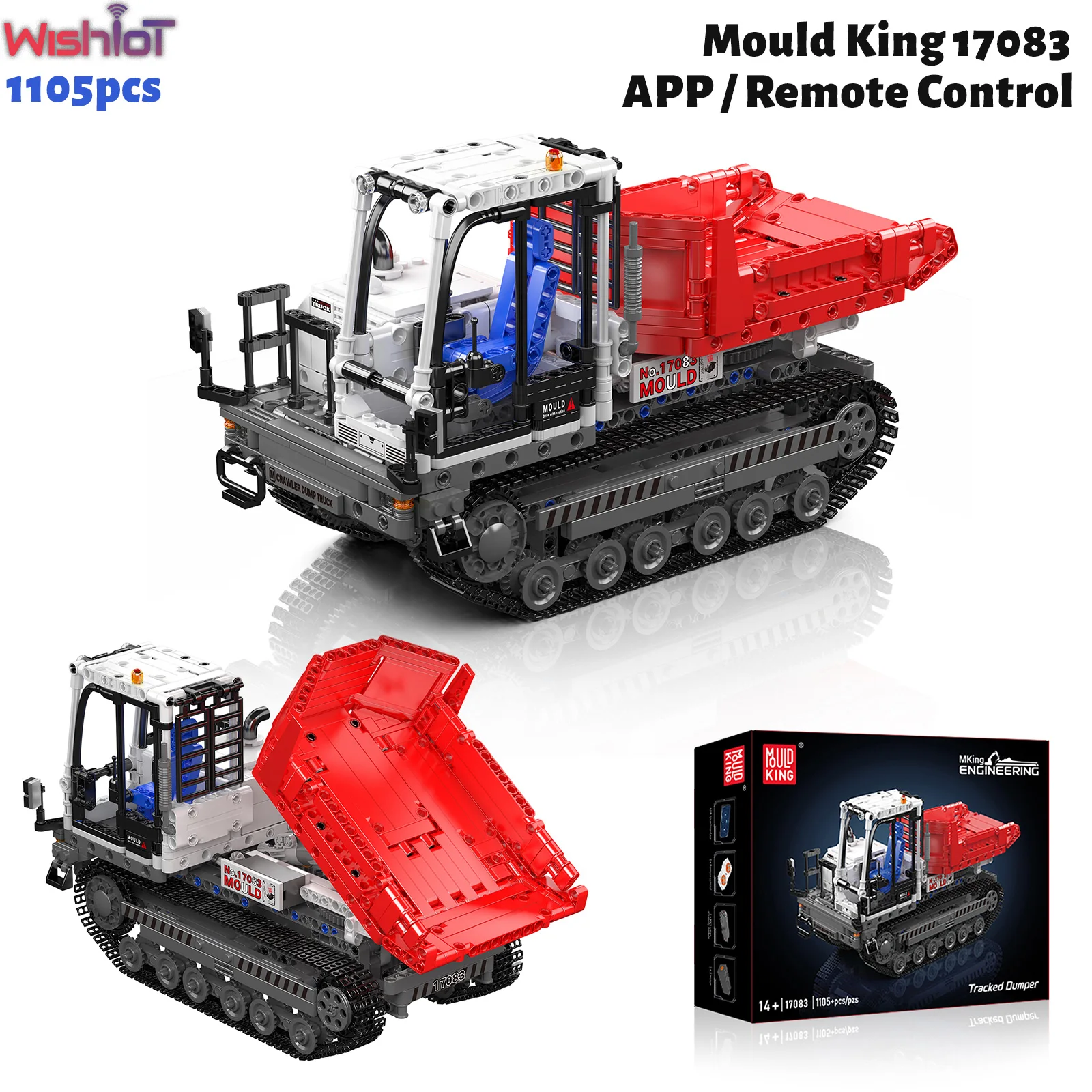 

Mould King 17083 Tracked Dumper Building Blocks Engineering Vehicle Series Crawler Dump Truck Model Kid Adult Toys Gifts 1105PCS