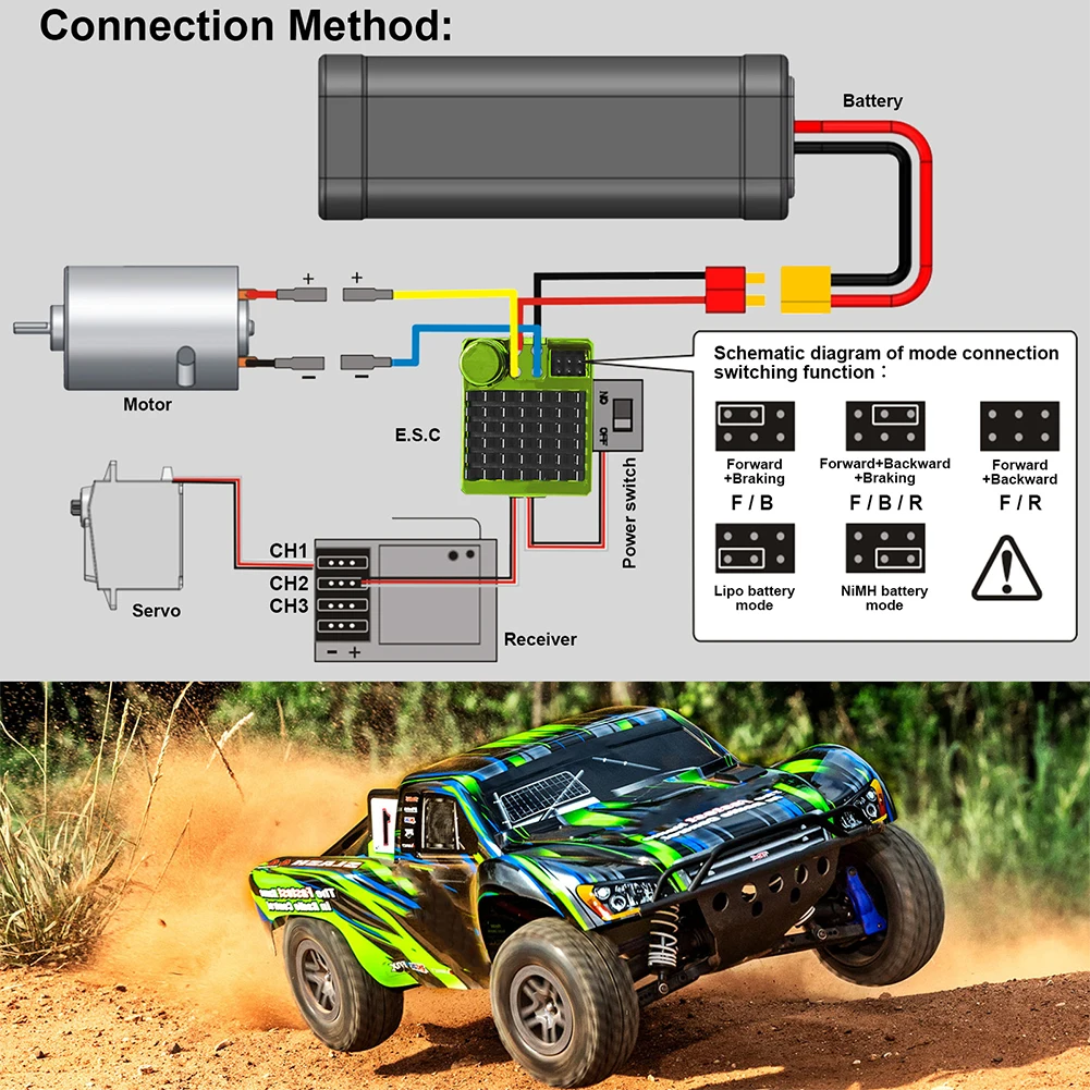 2S يبو نحى وحدة تحكم السرعة الإلكترونية ESC مقاوم للماء نحى ESC ل 1/10 RC سيارة RC قارب للاستخدام مع محركات 540/550/750