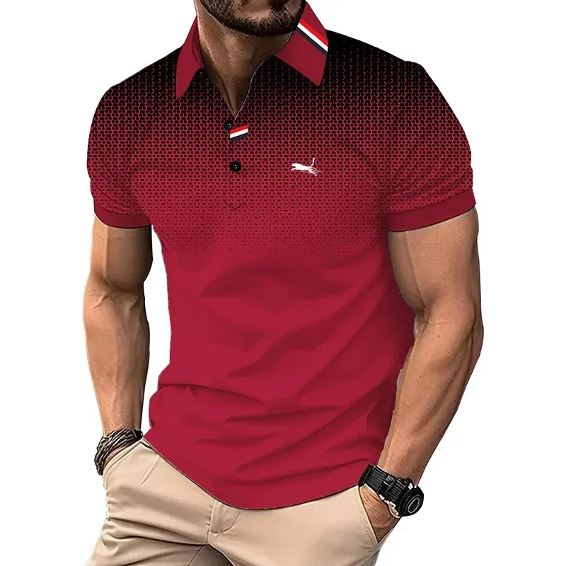 Men's Summer Casual T-shirt Business 3D Digital Printing Golf Polo Shirt