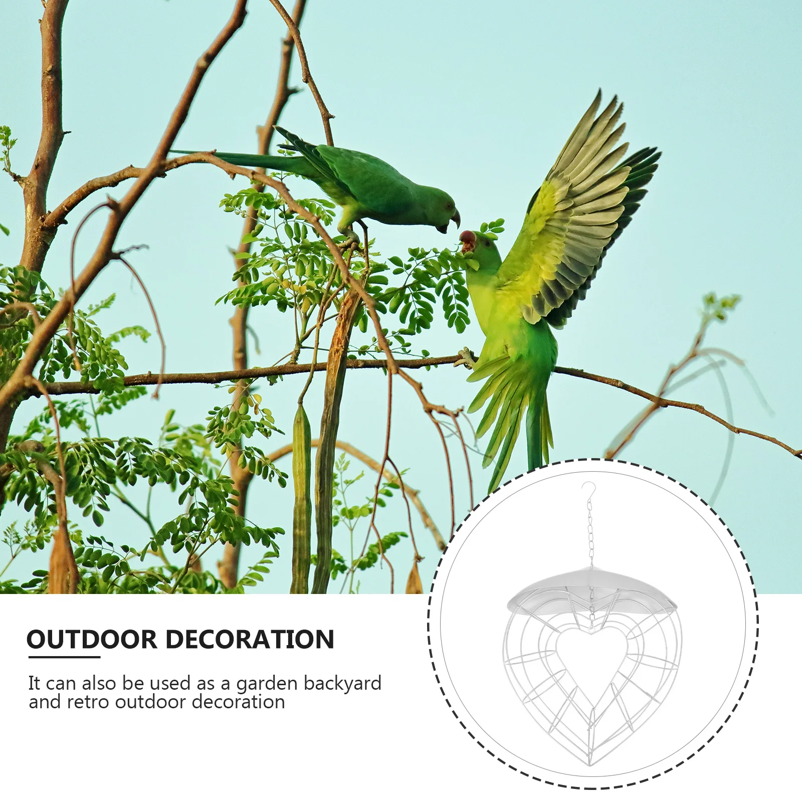 

1 pc Hanging Bird Durable Hollow Design For Garden Backyard Outdoor Decoration Wild Finch Feeder Heart-Shaped Outside Bird