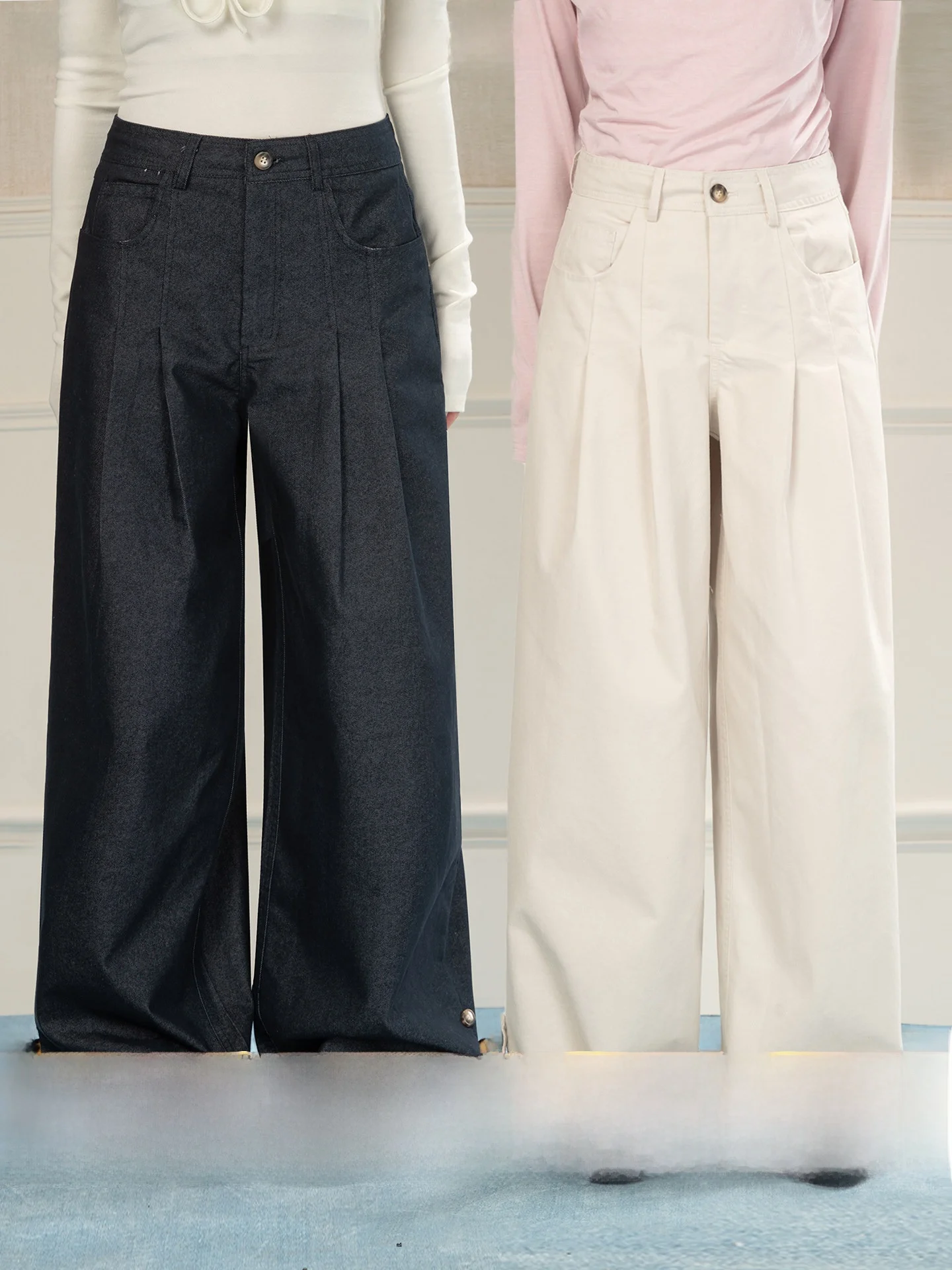 

Heynew American Retro High Waist Wide Leg Jeans Women Early Spring New Loose Versatile Elegant Straight Tube Long Pants