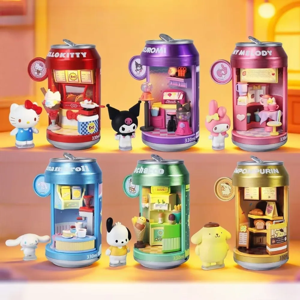 Original Sanrio Cinnamoroll Blind Box Getränkedosen-Serie Sammelfigur Dessert-Shop Straßendekoration Schreibtisch-Display