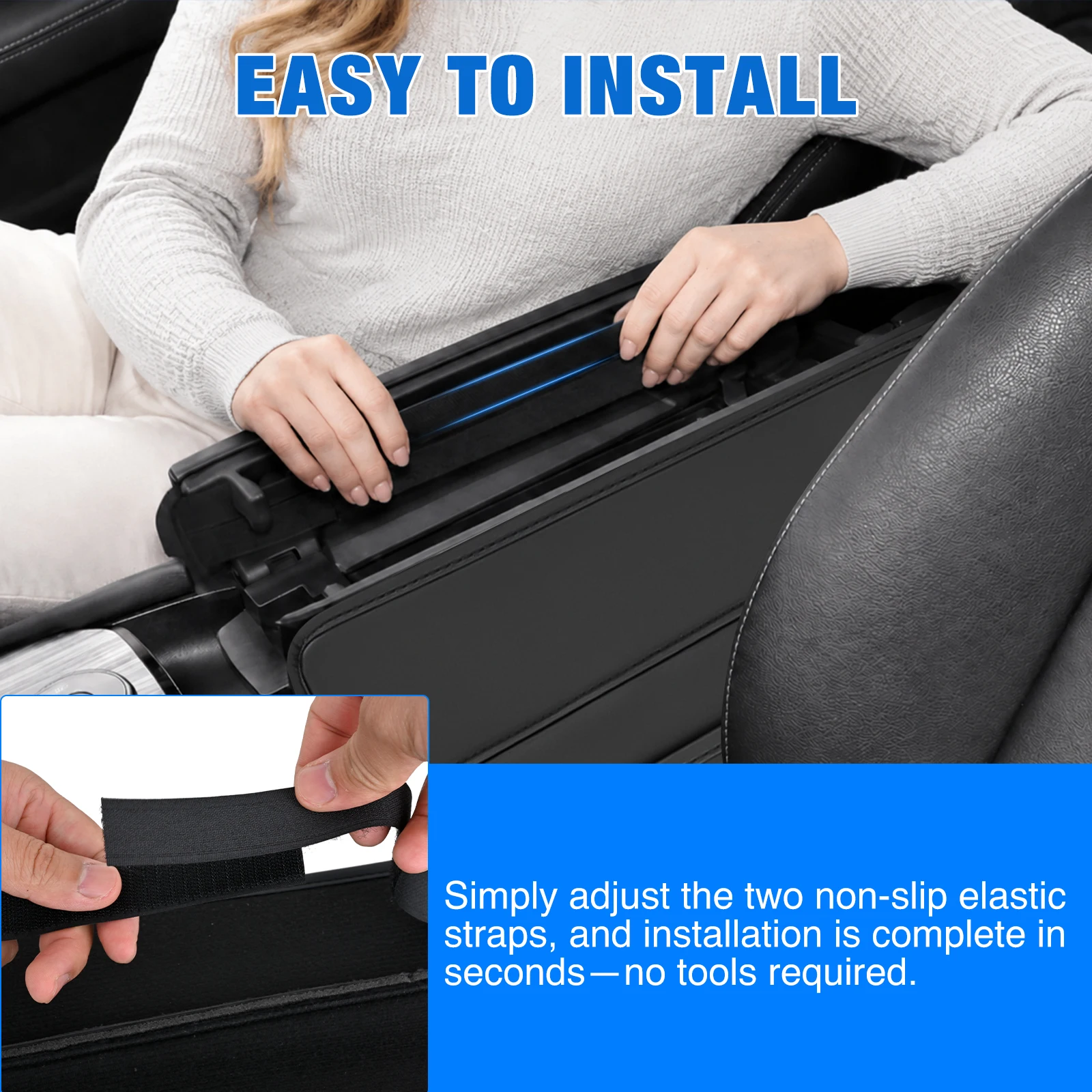Nilight Center Console Cover Fit for Nissan Rogue 2021-2026 and 2013-2018 Nissan Altima, Waterproof Leather Armrest Cover, Middle Arm Rest Cushion Pad with Side Storage Pocket, Interior Accessories, Anti-Scratch Protector, Black view 5