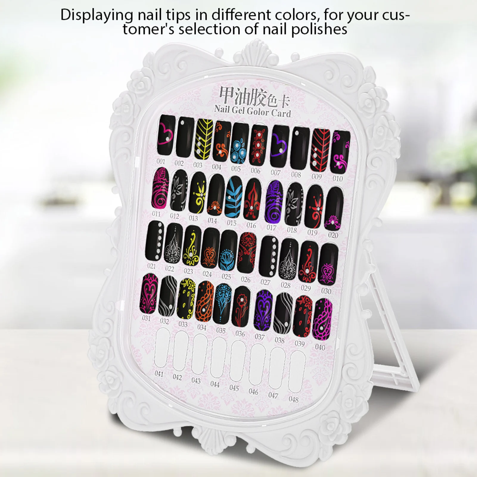 Nail Art Display Stand Flower Design 48 Colors Nail Polish Gel Card Nail Practice Manicure Tool