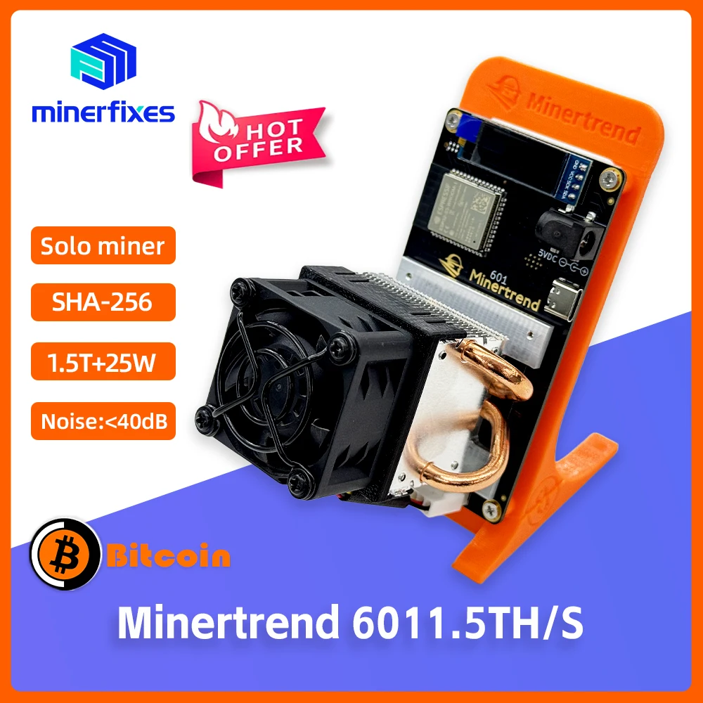 Bitaxe 601 Gamma Upgrade Cooler Minerador de Bitcoin 1.5TH/s 25W SHA256 BM1370 Chip ASIC Máquina de Mineração de Criptomoedas para Loteria e Mineração Solo de BTC