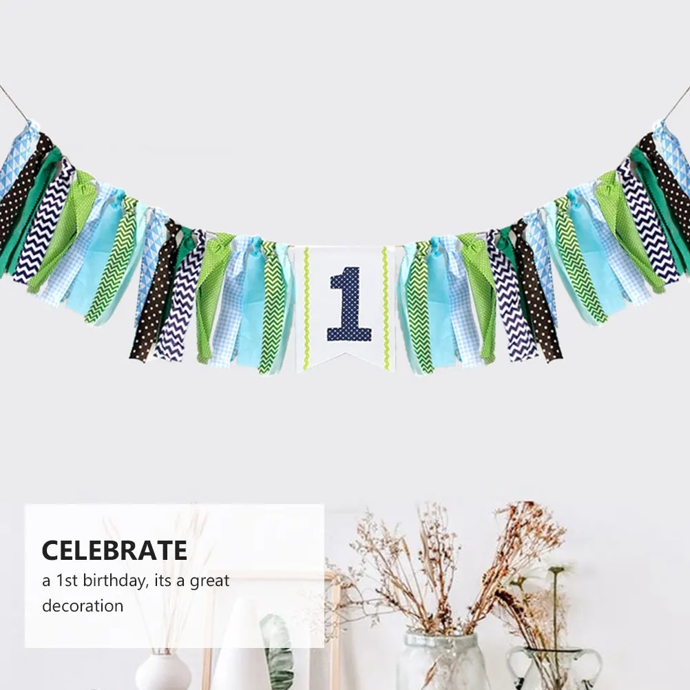 

Linen Birthday Decorative Flag Banner for Chair Pull Quality Party Supplies Baby Boy Girl Celebrations