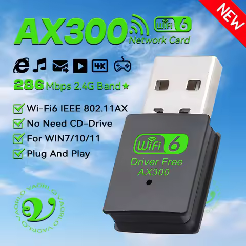 USB WiFi Adapter 802.11AX Wi-Fi6 AX300 2.4G Drive Free Mini Wireless Network Card Receiver Dongle WLAN For PC Laptop Win7/10/11