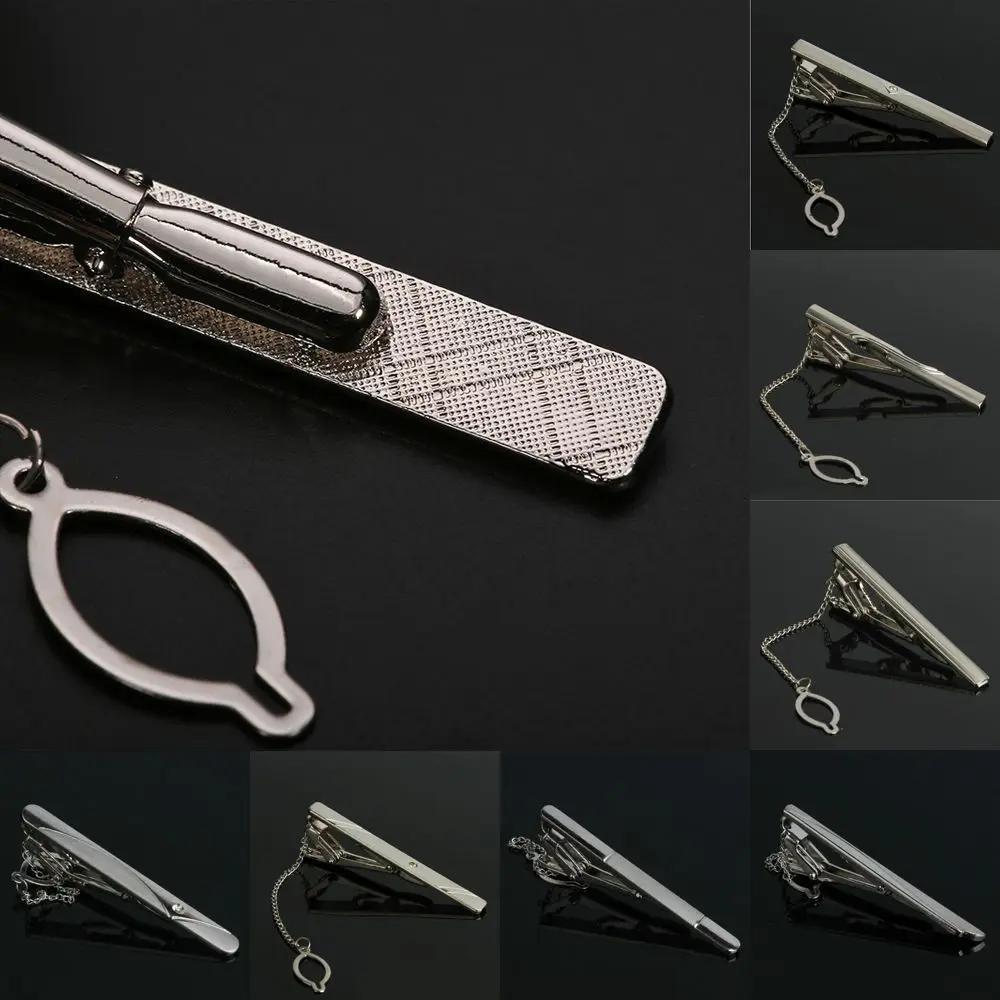 أزياء عملية أنيقة معدنية للرجال بسيطة دبوس لهجة متعددة نمط الفضة شريط المشبك كليب ربطة العنق