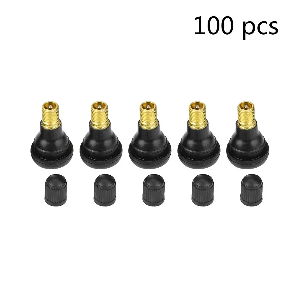 

100 Pcs Universal Snap-in Tire Stems for car & Motorcycle - Rubber & Alloy Replacement TR412/TR413/TR414