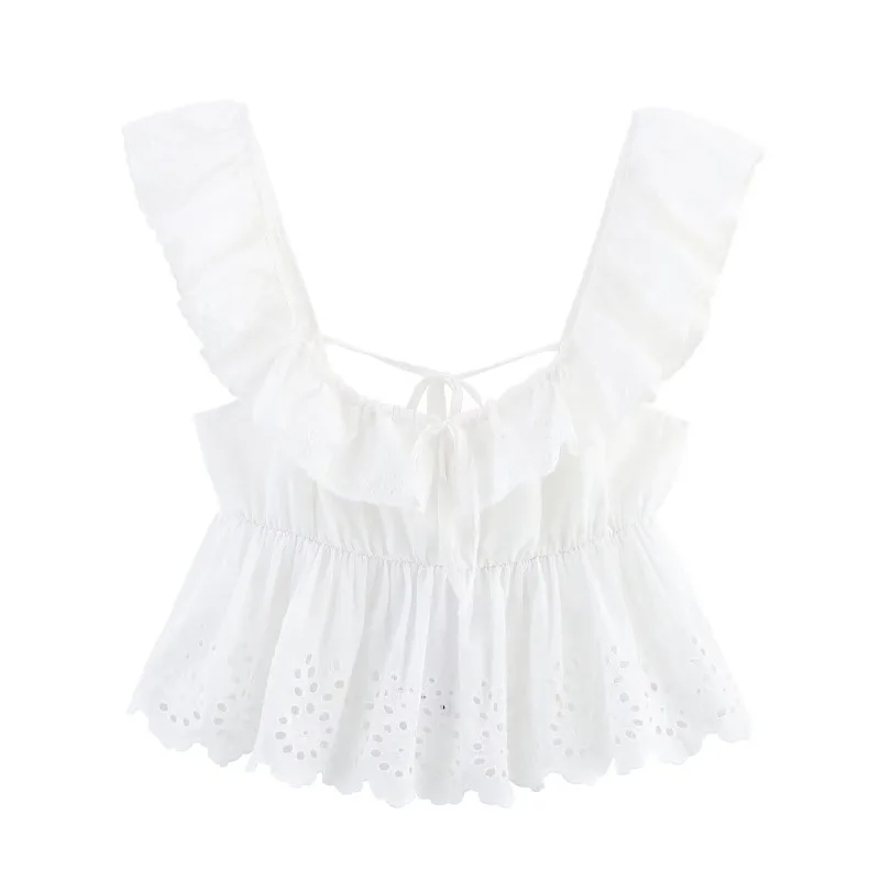 مجموعة قصيرة جديدة مكونة من قطعتين بدلة نسائية بيضاء ملابس نسائية مطرزة Y2k مجموعات ملابس بيجامة قطنية للشاطئ مناسبة للعطلات