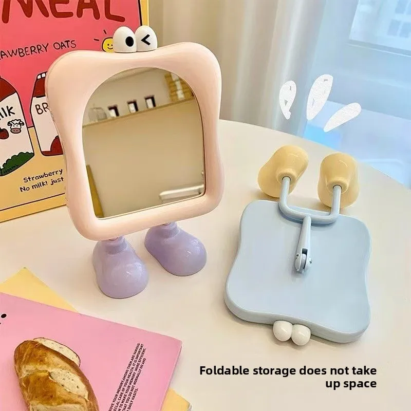 Niedlicher Cartoon-Spiegel für große Augen, Make-up-Spiegel für den Schreibtisch, Make-up-Ergänzungsspiegel für Damen, Spiegel mit hohem ästhetischem Wert