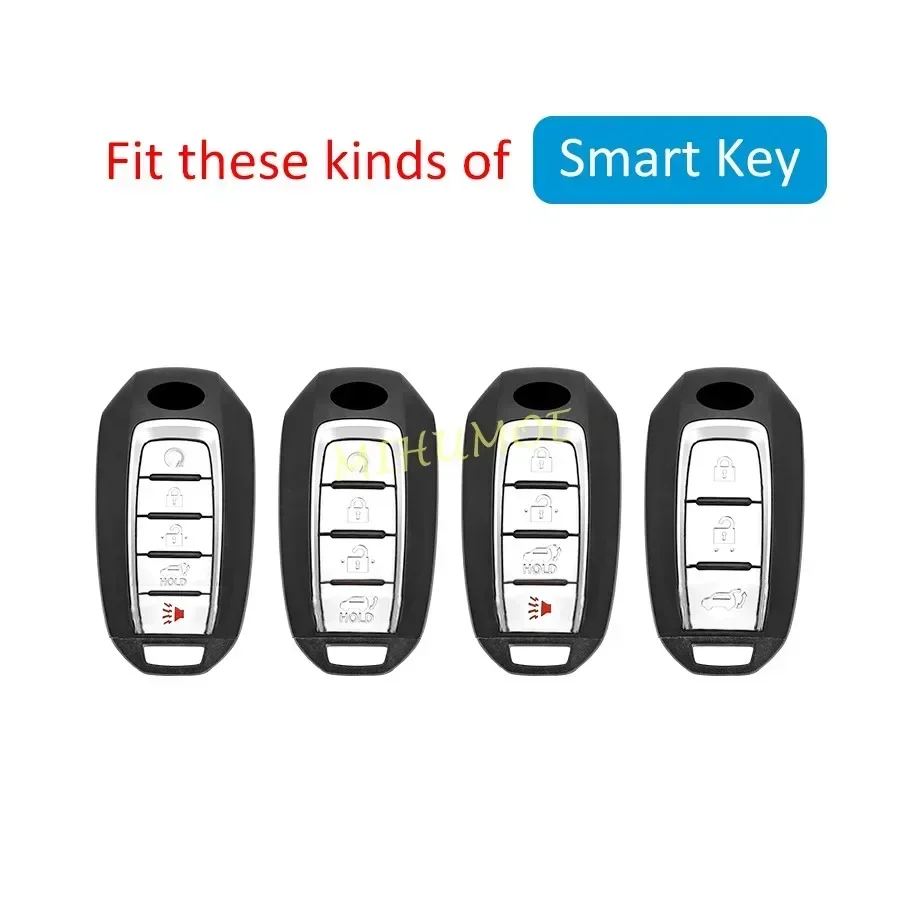 For 2019-2025 Infiniti Q50 Q60 QX50 QX55 QX60 Black Transparent Car Key Fob Case Cover Keychain Ring Accessories 2024 2023 2022