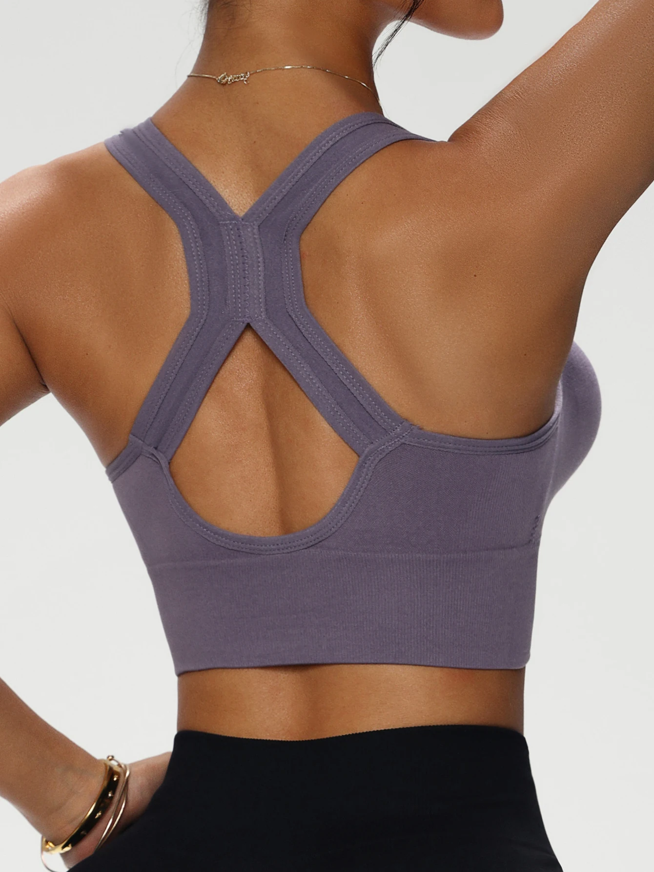 Women's Zip Front Solid Color Sports Bra, Crisscross Back Wireless Bra, Removable Padded Comfort Everyday Workout Bra