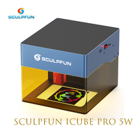 SCULPFUN iCube Pro 5W Laser Engraver, 0.06mm Laser Spot, 10000mm/min Engraving Speed, Replaceable Lens, Smoke Filter, 130x130mm