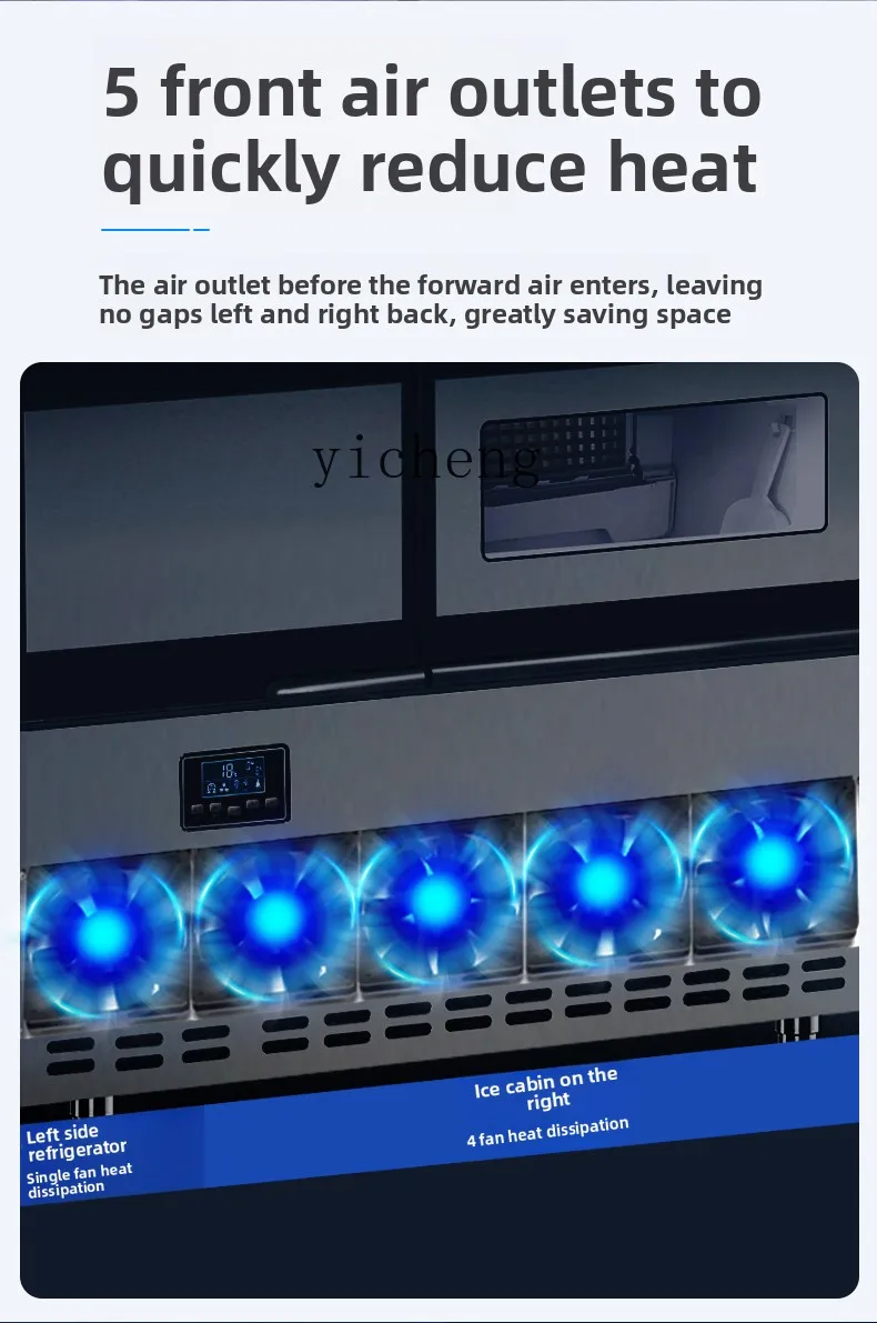 ZC منضدة المبردة معدات متجر الشاي الحليب الثلاجة الأفقية المطبخ الفولاذ المقاوم للصدأ وحدة التحكم آلة الثلج التجارية