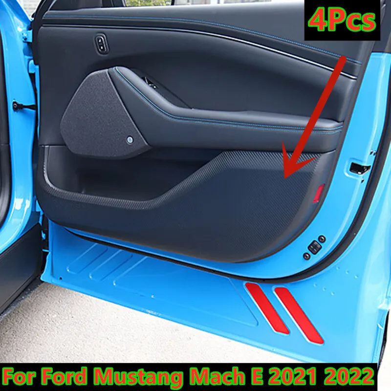 

4Pcs Carbon Fiber Door Anti-Kick Panel Cover Sticker For Ford Mach E 2021 2022