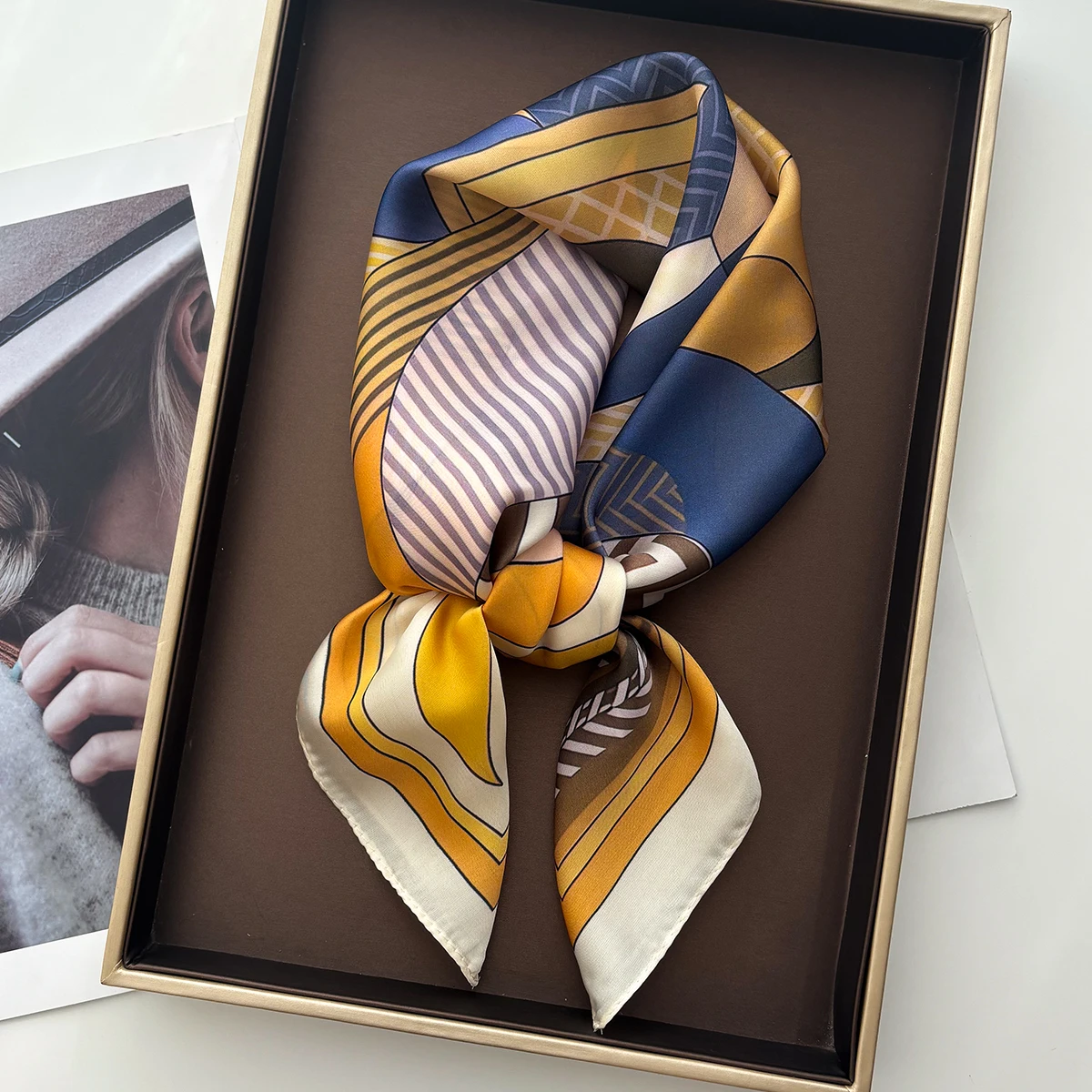 Luxe vierkante sjaal voor dames dames hijab mode halsdoek bandana's elegante kunstzijden sjaals sjaal voor dagelijks gebruik