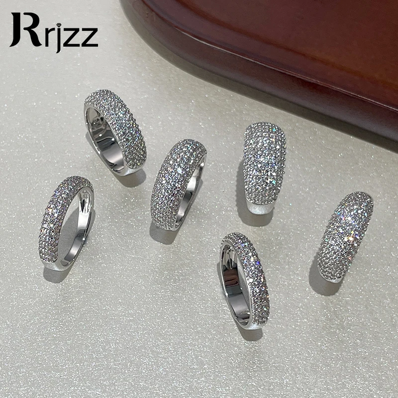 

Rrjzz Silver Gold Color Women Men Micro Fashion Punk Vintage Ring Luxury Brilliant CZ Simulated Diamond Trendy Jewelry Rings