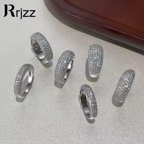 Rrjzz Silver Gold Color Women Men Micro Fashion Punk Vintage Ring Luxury Brilliant CZ Simulated Diamond Trendy Jewelry Rings
