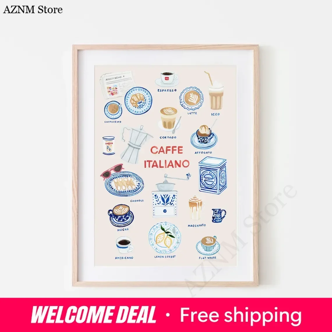 Italiano Coffee Wall Art, Espresso Coffee Bar Print, Kitchen Wall Art, Coffee Station,New Home Housewarming Gift,Coffee Poste