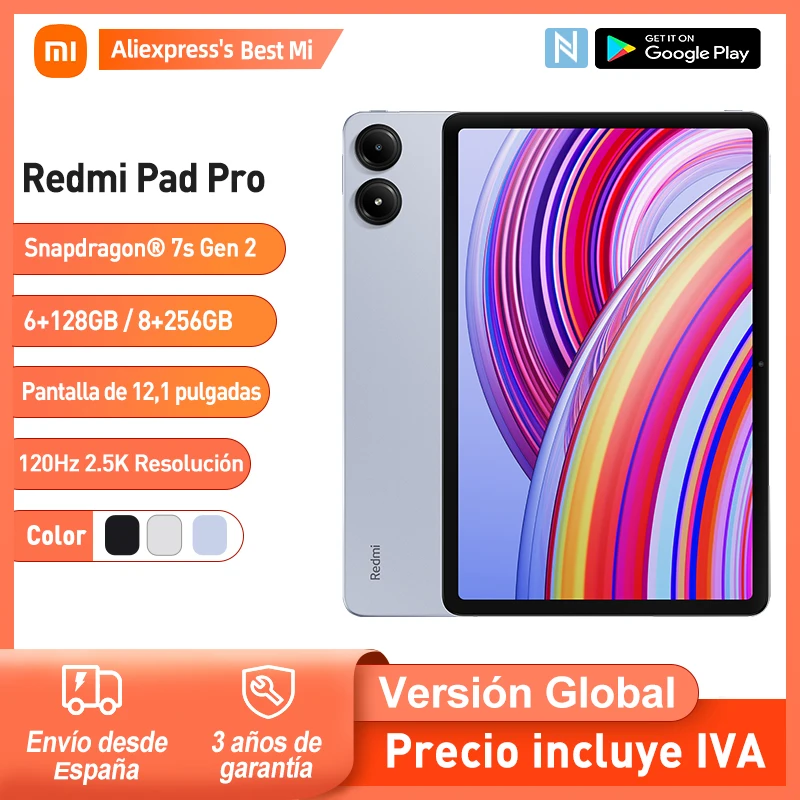 Xiaomi Redmi Pad Pro Tablet Global Version 6GB + 128GB Snapdragon 7S Gen 2, 12.1 Inch Screen 120Hz 10000mAh Battery 33W Charging 8MP Camera