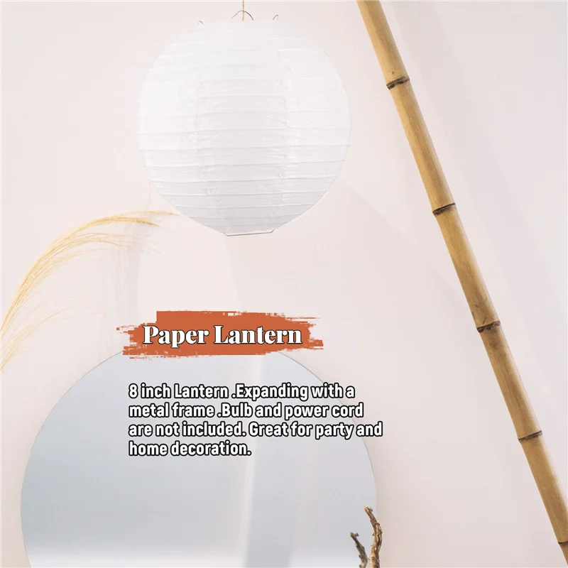 

ABUG-White Chinese/Japanese Paper Lantern/Lamp 8" Diameter