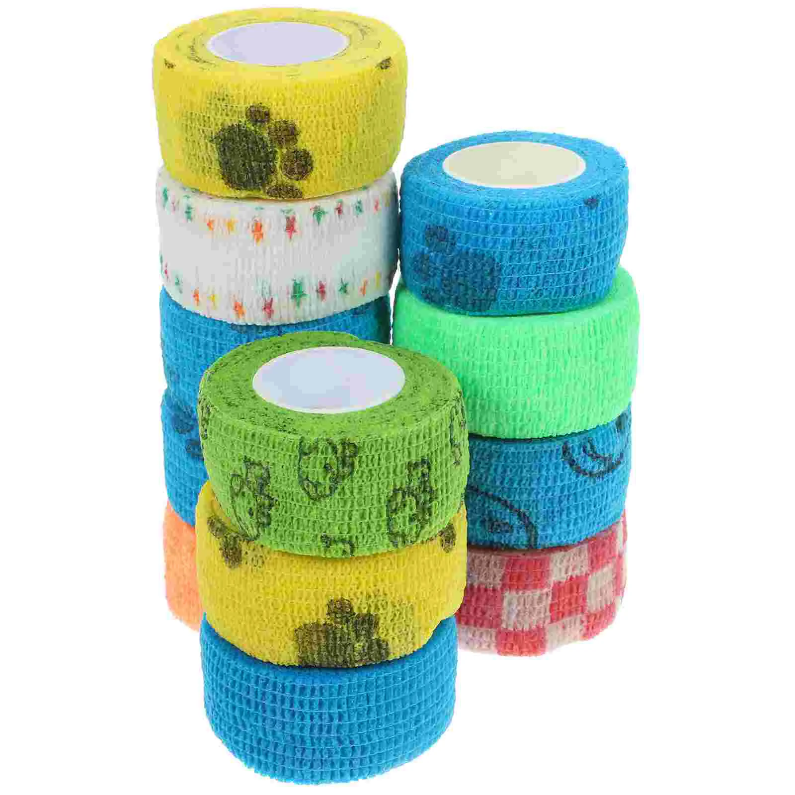 12 Pcs Pet Bandage Medical Tape Handle Grip Non-Woven Bandages Cartoon Design Self-Adhesive Fabric Dog Elastic Student