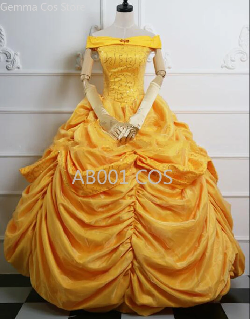 

New Arrival Moive Belle Princess Cosplay Costume Halloween Dress For Adults Women Custom Made