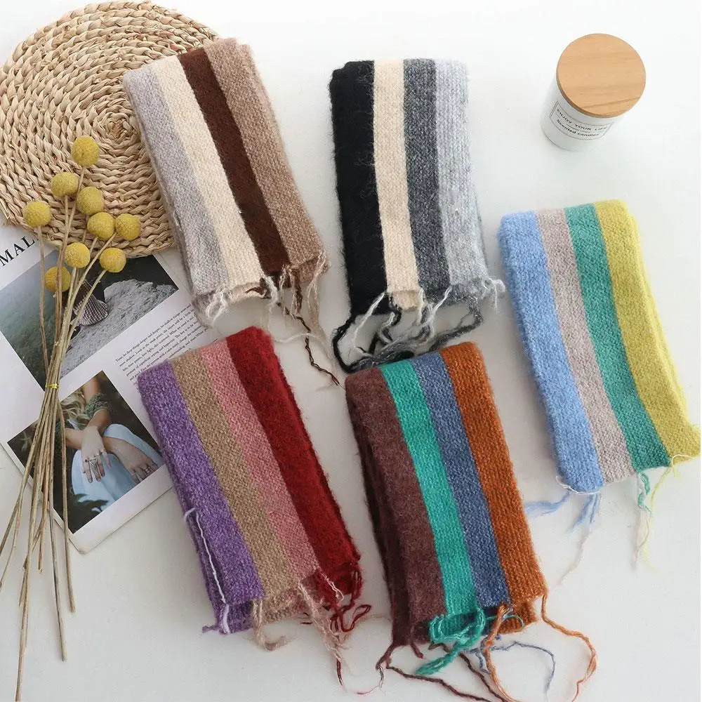 

Женский зимний вязаный шарф, теплый утолщенный кашемировый полосатый шарф, модная шаль с кисточками, женская накидка, уличные ветрозащитные шарфы