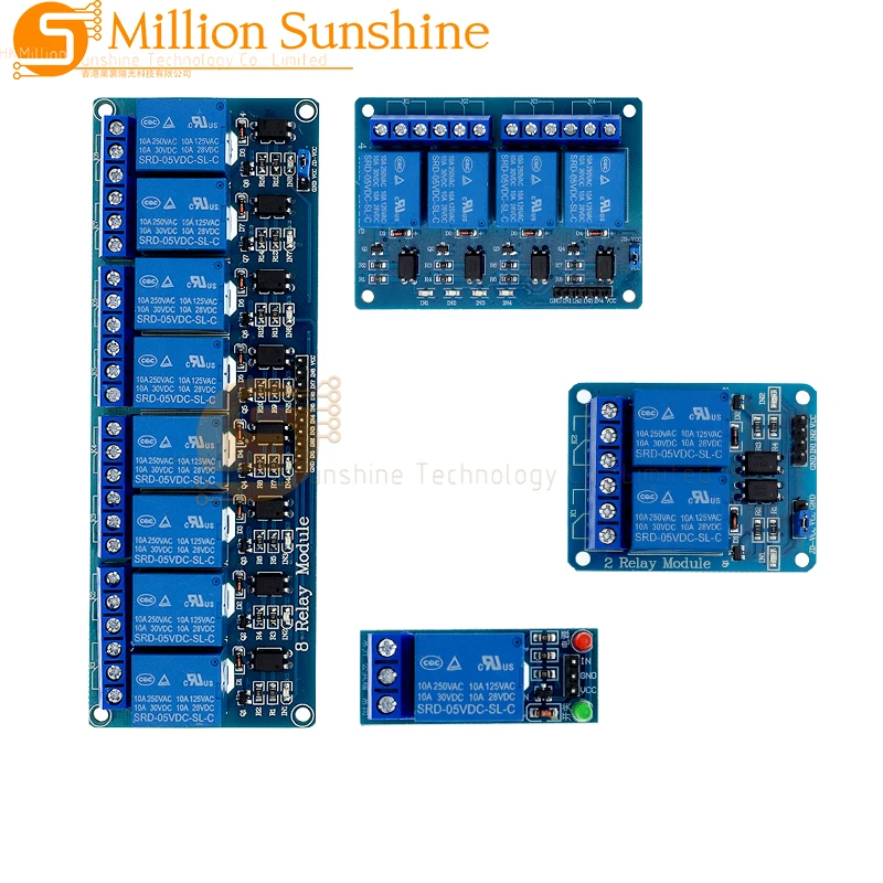 Módulo de Relé Canal com Optoacoplador, 5V, 1, 2, 4, 8 Canal Arduino Módulo de Saída Relé, 1, 2, 4, 8 Way, Em Stock