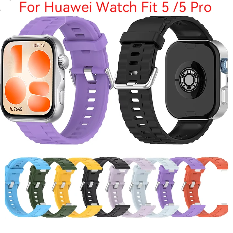 Original Silicone Band For Huawei Watch Fit 5/4 Pro Straps Accessories Replacement Sport Correa Bracelet for Huawei Fit 5 4 3