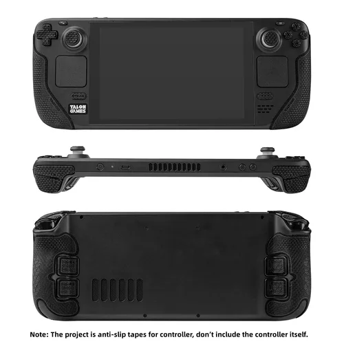 Imagen 1 del producto TALONGAMES Cinta de agarre para controlador compatible con mango de cubierta de vapor, antideslizante, botones, kit de piel texturizada para versión OLED (negro)