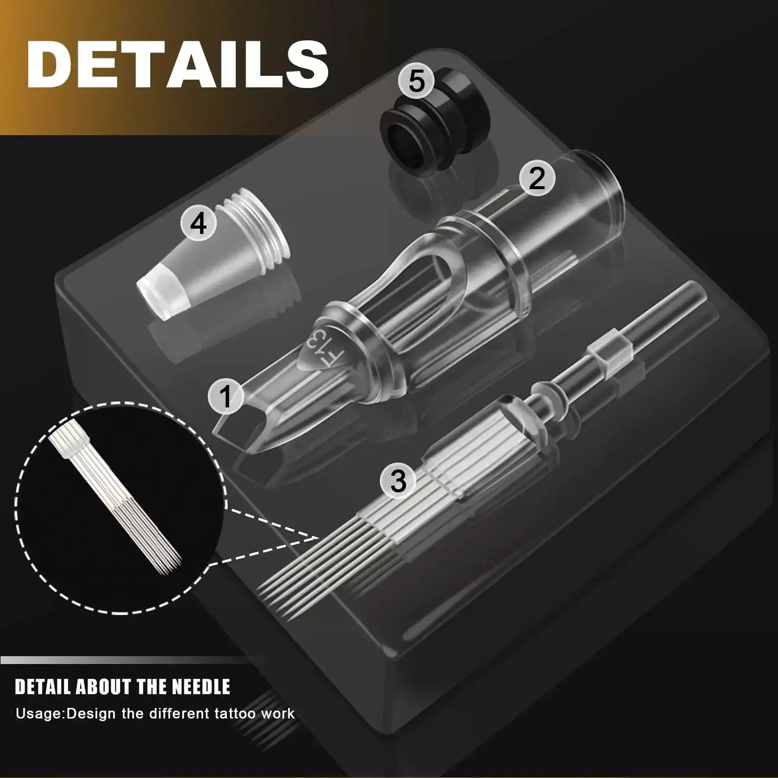 10 قطعة إبر خرطوشة الوشم RL RS RM M1 المتاح تعقيم سلامة خرطوشة الوشم إبرة لآلات قلم الوشم السيطرة