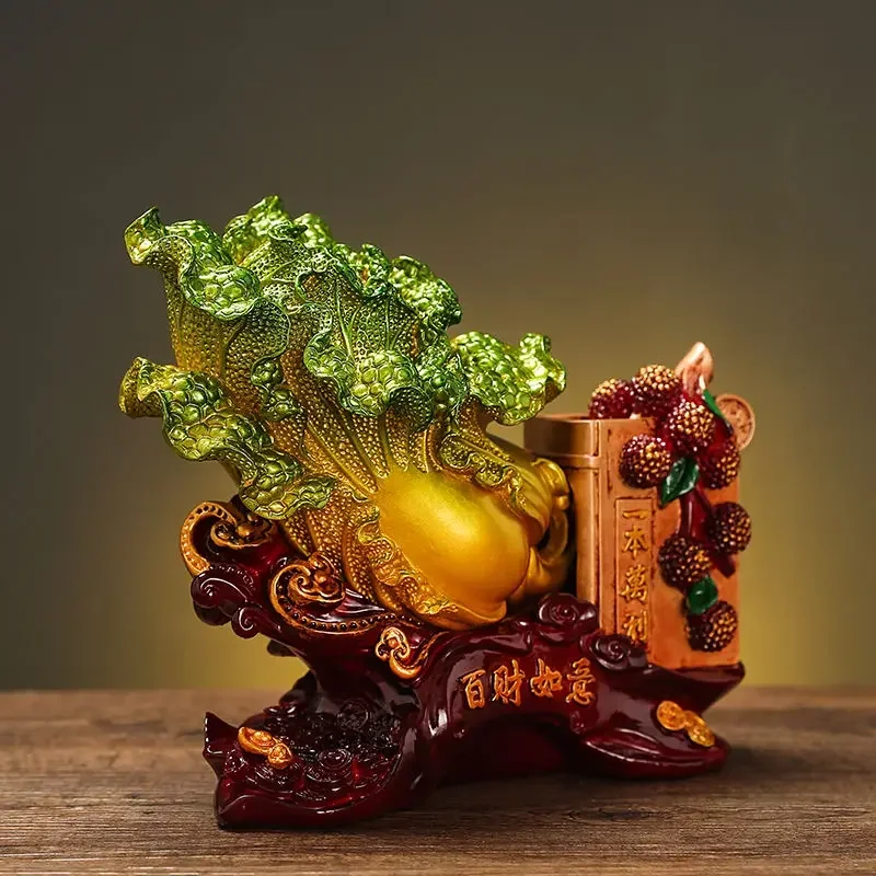 Feng Shui Wealth Fortune Cabbage Ornaments Home Cabinet Decor Housewarming Gifts Zhaocai Crafts