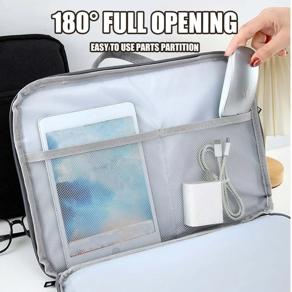 

Oxford Cloth Laptop Handbag Solid Color Large Capacity Computer Storage Bag Scratch Prevention Fixed Webbing Business Briefcase
