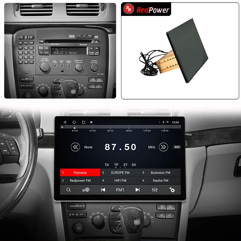 12.95 inch car radio redpower HiFi for Volvo S80 1998 2006 Android 10.0 DVD player audio video DSP CarPlay 2 Din