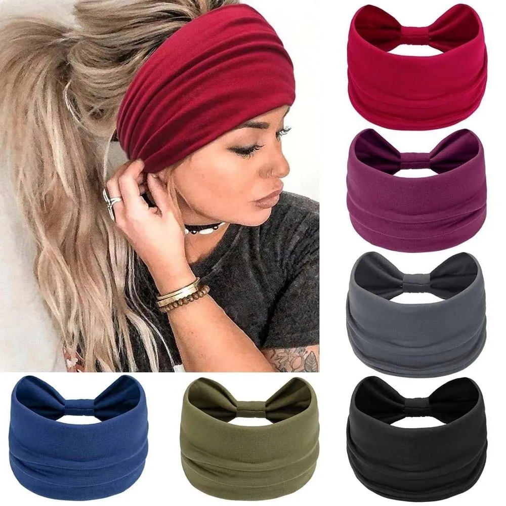 

Набор из 6 спортивных повязок на голову в стиле Y2K, европейско-американский стиль, дышащие, с принтом, эластичные, широкие, для йоги и бега