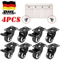 4PCS Schwerlastrollen Für Möbel 50mm 200KG Transportrollen Lenkrollen Mit Bremse PVC-Kunststoff Stummschaltung Schreibtisch
